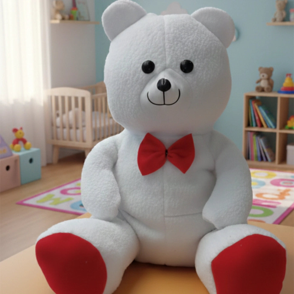 Kırmızı Papyonlu Beyaz Oyuncak Ayıcık